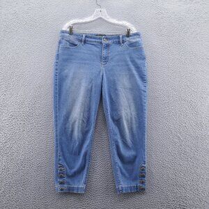 Talbots Womens Flawless Slim Ankle Jeans 14 Petite Blue Medium Wash Mid‎ Rise